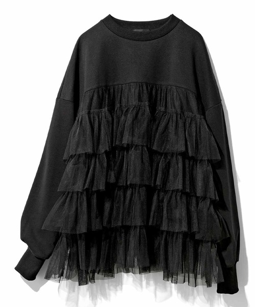 tシャツ ＭＥＤＥ１９Ｆ　贅沢なチュールコンビのカットソートップス レディース MEDE19F tシャツ MEDE19F 贅沢なチュールコンビの