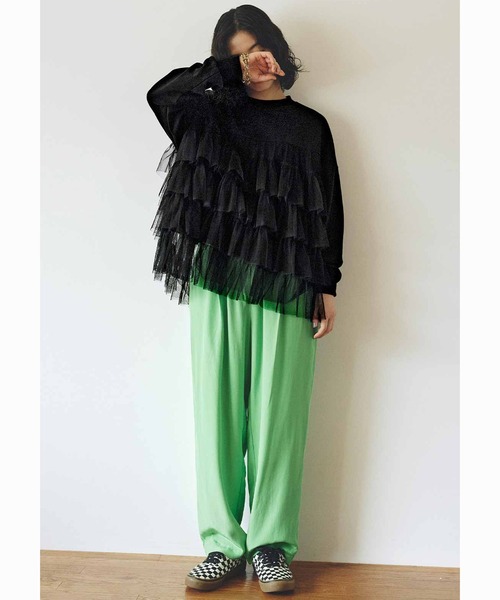 tシャツ ＭＥＤＥ１９Ｆ　贅沢なチュールコンビのカットソートップス レディース MEDE19F tシャツ MEDE19F 贅沢なチュールコンビの