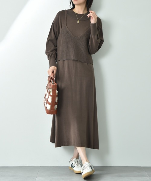 INTERPLANET（インタープラネット） ワンピース ビスチェ付きニット