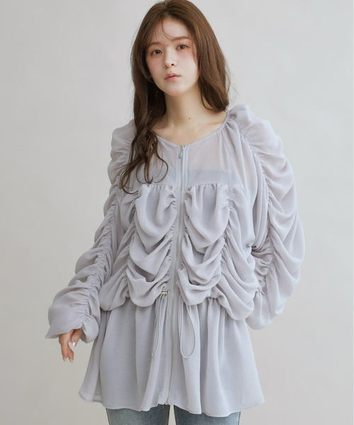 26400円 今季新品 ビアズリー ペプラム ギャザー ジップブルゾン