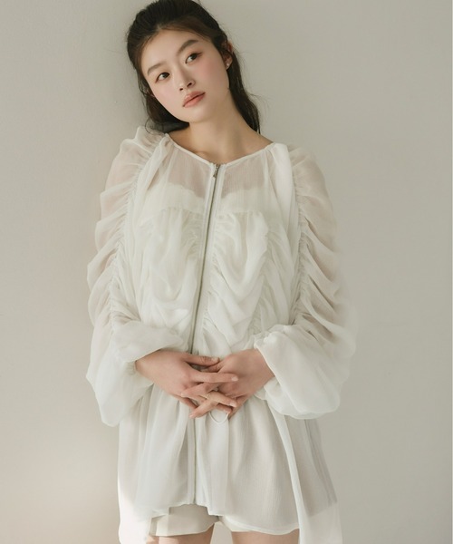 Olu.（オルドット） ブルゾン アウター シアーギャザーペプラム