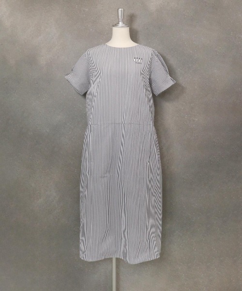 STUDIO PICONE 半袖ストライプワンピース STUDIO PICONE ワンピース サッカーストライプワンピース