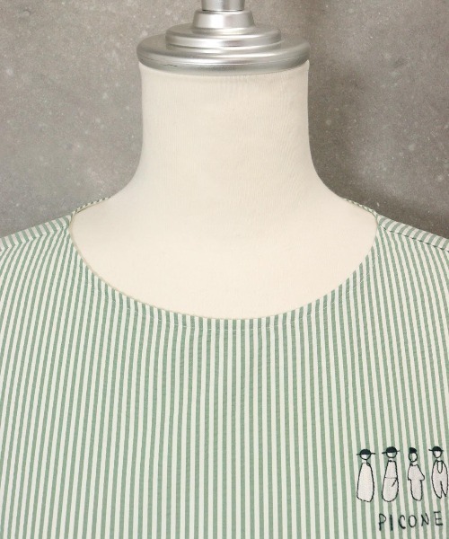 STUDIO PICONE 半袖ストライプワンピース STUDIO PICONE ワンピース ストライプ柄冷感ノースリワンピース