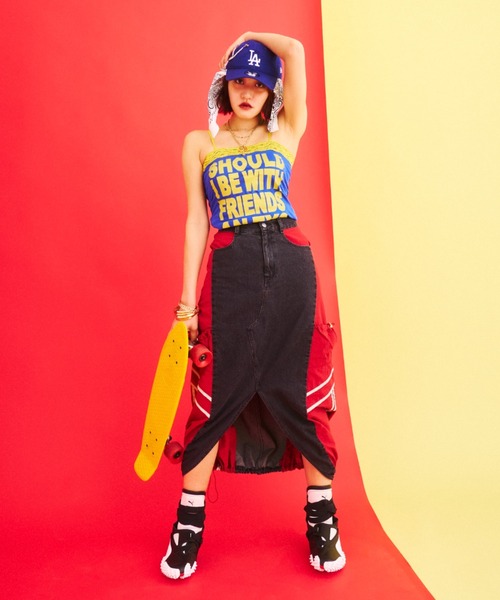 What Is Heart（わいは） スカート 夏 denim docking balloon skirt