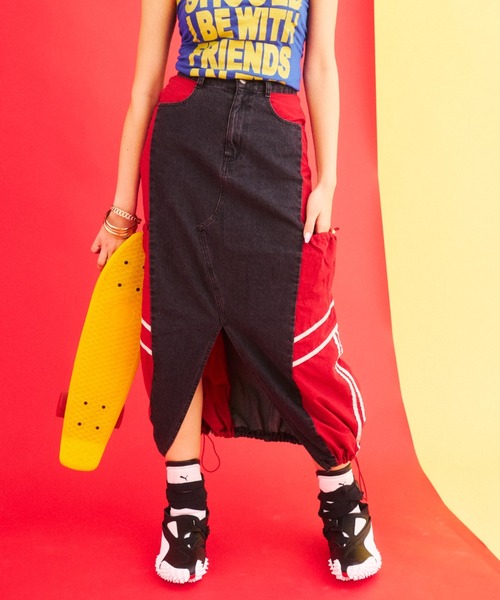 【希少】コムデギャルソン コムコム 23SS 裾中綿 プリーツ バルーンスカート What Is Heart（わいは） スカート 夏 denim docking balloon skirt