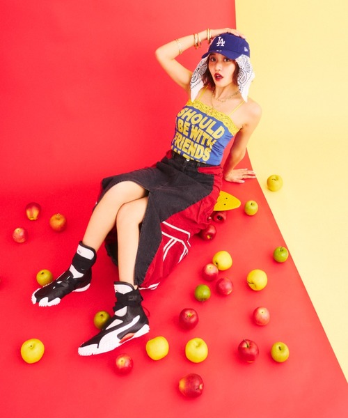 What Is Heart（わいは） スカート 夏 denim docking balloon skirt