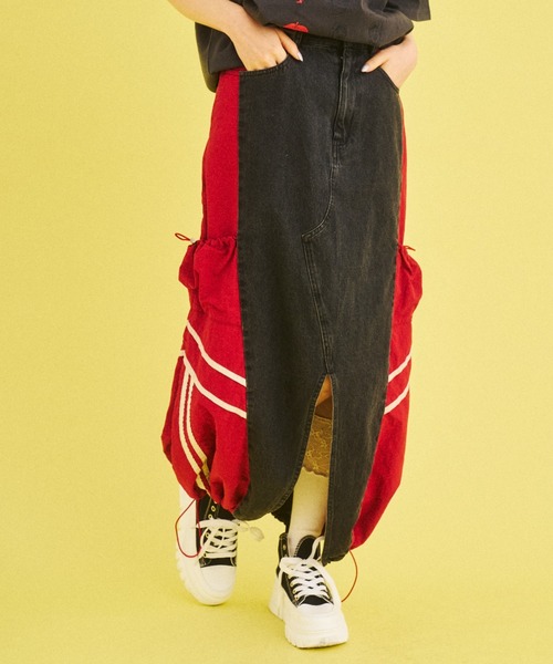 What Is Heart（わいは） スカート 夏 denim docking balloon skirt