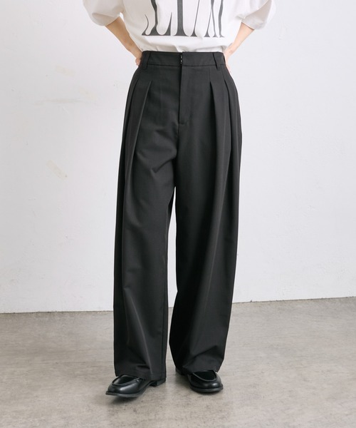 PUAL CE CIN
ヴィンテージライクデニムバンドカラーシャツ pual ce cin スラックス パンツ 「WEB限定」2タックスラックス