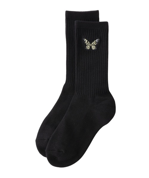 X-girl 靴下 EMBROIDERED BUTTERFLY RIB SOCKS レディース