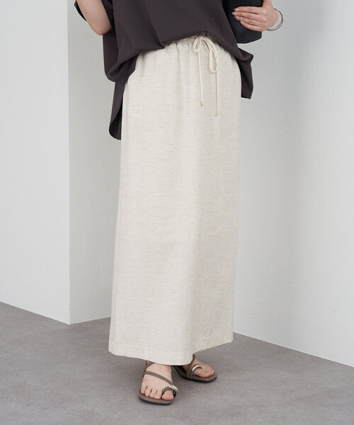 Jena espace merveilleux スカート ウエストテープリネン