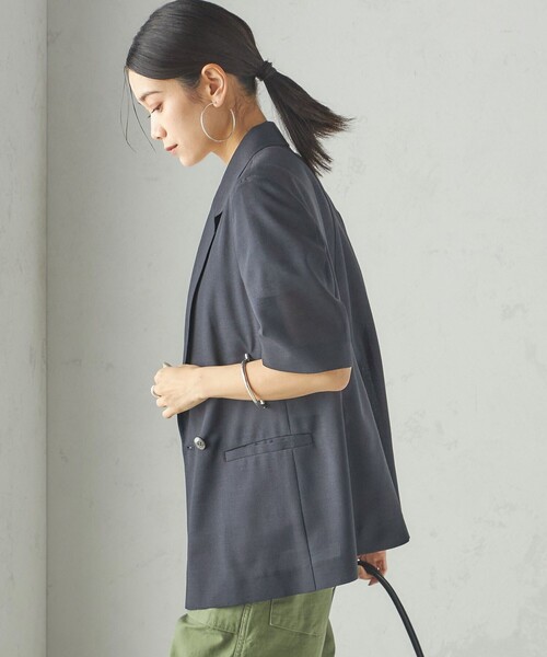 美品✨ SHIPS 24SS シアー素材テーラードジャケット（ブラック・軽やか） SHIPS（シップス）の「〈手洗い可能〉シアー ジャケット