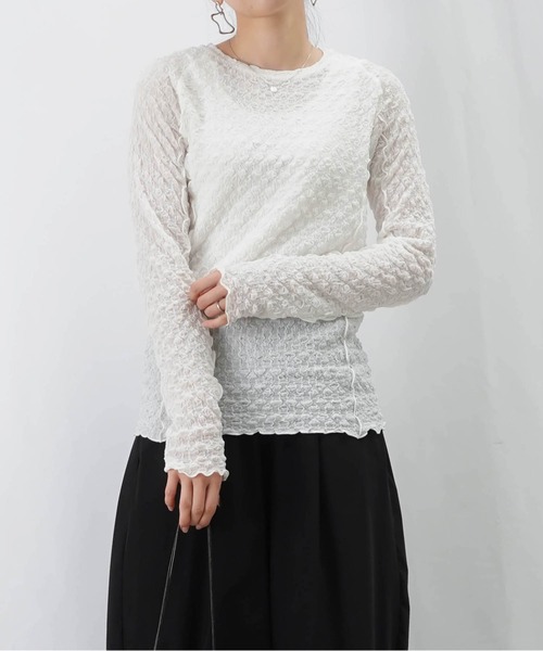 tシャツ LC/LLL シャーリングクルーネックカットソー レディース