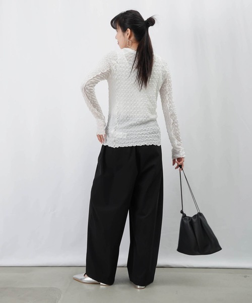 tシャツ LC/LLL シャーリングクルーネックカットソー レディース LADY LUCK LUCA tシャツ LC/LLL シャーリングクルーネック