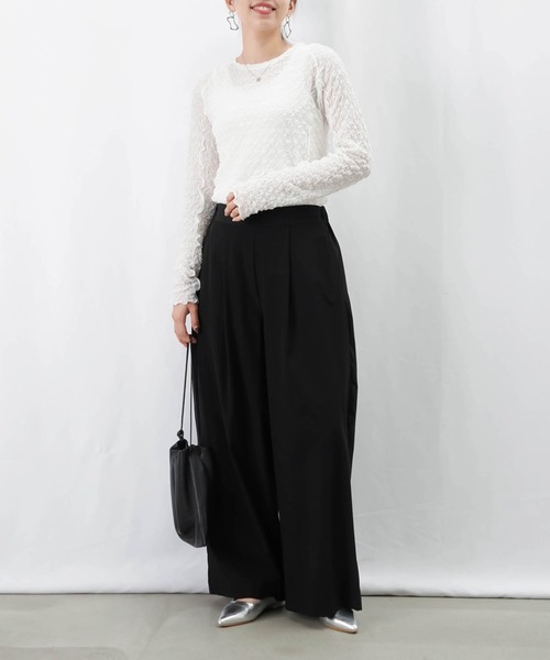 tシャツ LC/LLL シャーリングクルーネックカットソー レディース LADY LUCK LUCA tシャツ LC/LLL シャーリングクルーネック