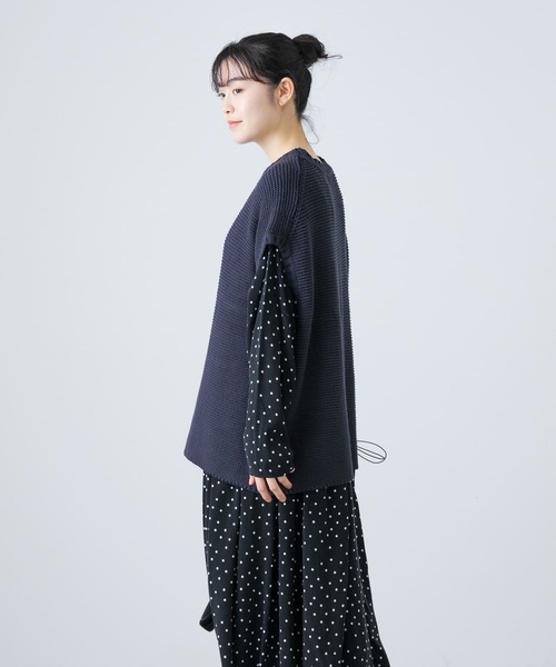 ベスト ジレ ミニマル 2WAY ニットベスト レディース かぐれ ベスト ジレ ワイドコットンニットベスト レディース