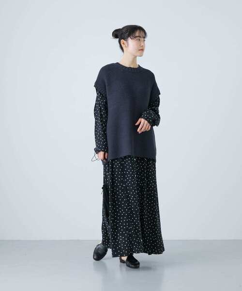 かぐれ ベスト ジレ ワイドコットンニットベスト レディース