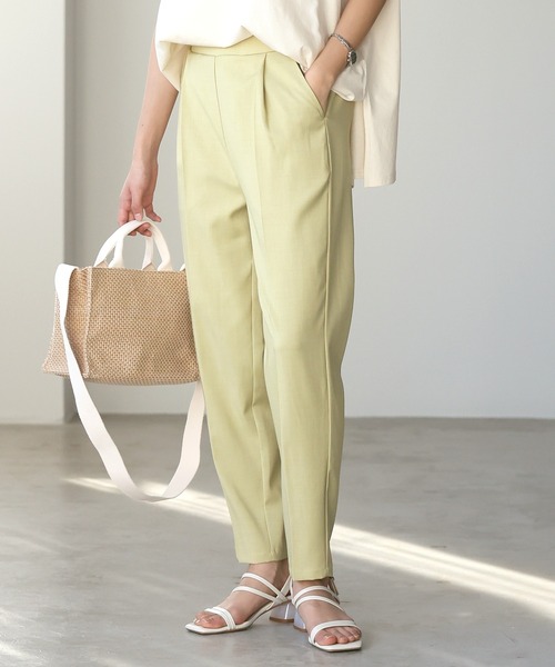 itto スラックス パンツ 「涼しげリネン風」テーパードパンツ