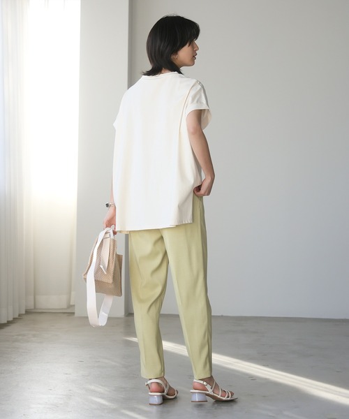 itto スラックス パンツ 「涼しげリネン風」テーパードパンツ