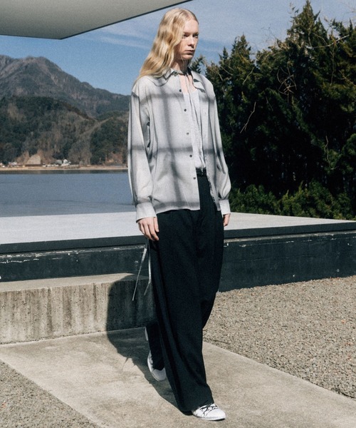 グレイッシュチェックシアーシャツsumore BLAYMORE シャツ 「BLAYMORE」Sheer Ombre Check Shirt / シアー