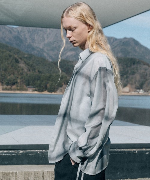 グレイッシュチェックシアーシャツsumore BLAYMORE シャツ 「BLAYMORE」Sheer Ombre Check Shirt / シアー