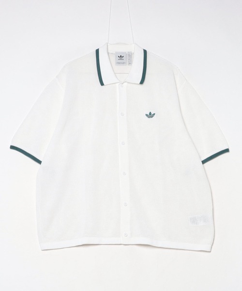 [ADIDAS] ニットシャツ ボタンダウン ホワイト adidas シャツ アディダス オリジナルス ボタン ニットシャツ