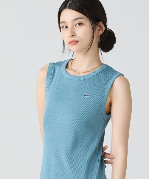国内発送【Lacoste】ノースリーブリブニット ストレートワンピ セール】 ノースリーブ ロングリブニットドレス / リブニット