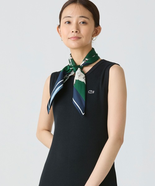 【LACOSTE】ノースリーブリブニットドレスワンピース ラコステ LACOSTE ノースリーブリブニットドレス （グレイッシュ