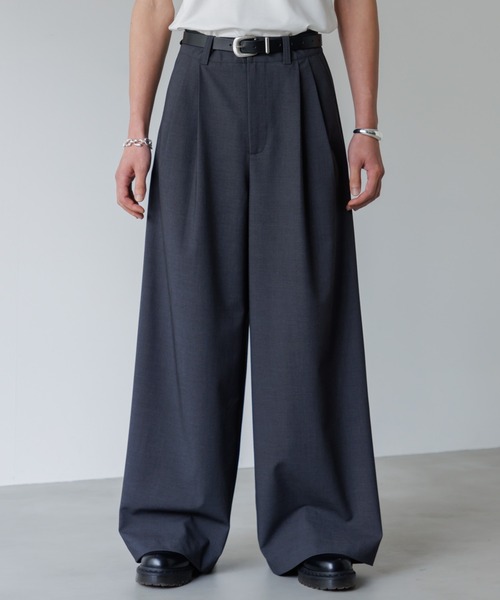 パンツ wide tuck straight slacks used ROOP TOKYO スラックス 2TUCK WIDE STRAIGHT SLACKS/2タック