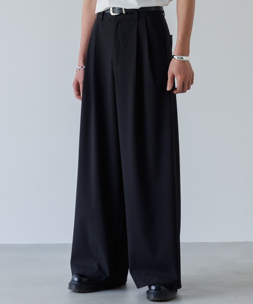 SINSS スラックス Two tuck wide straight slacks / 2タック