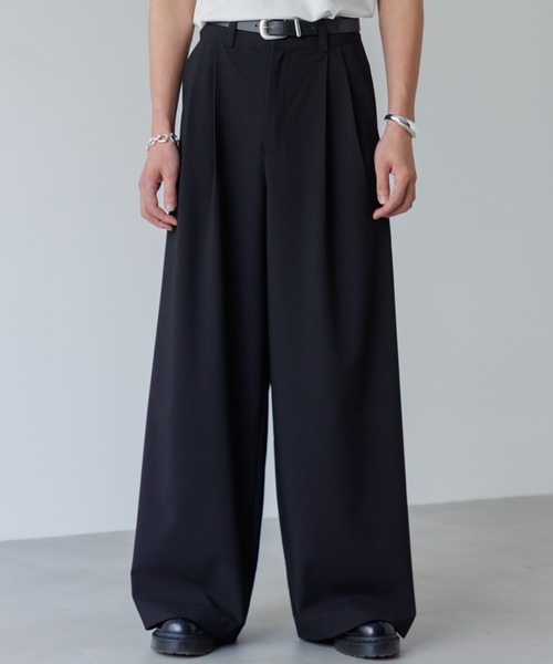 SINSS スラックス Two tuck wide straight slacks / 2タック
