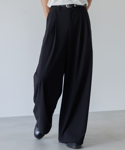 【完売品】SINSS ワイドテーパード 2タックスラックス Wide tapered two tuck slacks / ワイドテーパード 2タック