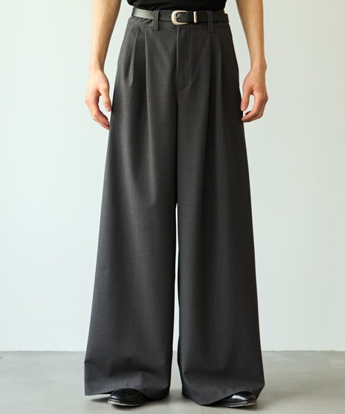 SINSS ワイドパンツ スラックス Two tuck wide straight slacks / 2