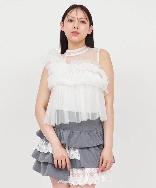 ROYAL PARTY（ロイヤルパーティー） tシャツ アシンメトリーフリル