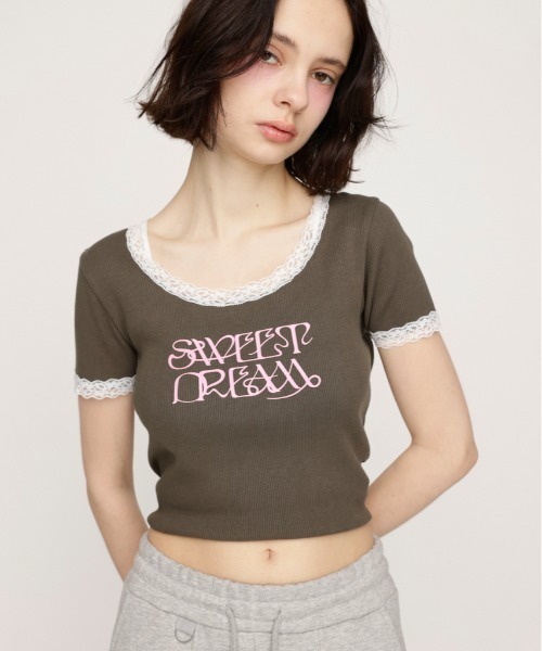 tシャツ FRONT LOGO RIB TOPS フロント ロゴ リブ トップス 半袖 夏服 レディース FRONT PATCH RIB T/SH フロントパッチ リブ Tシャツ 半袖 夏服