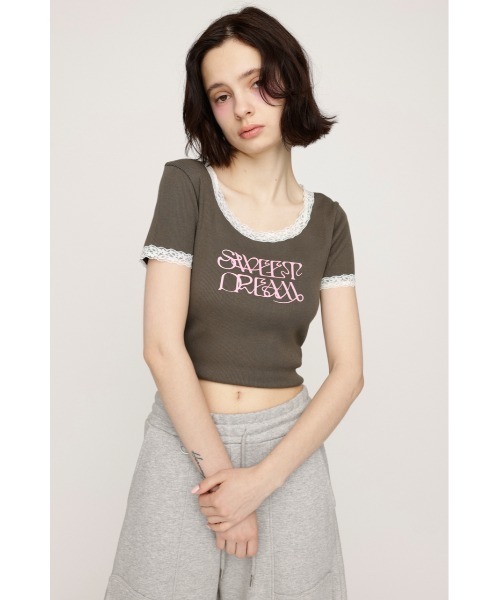 トップス TS igi tシャツ GLITTER LACE TOPS / ハーフジップ ラメレース