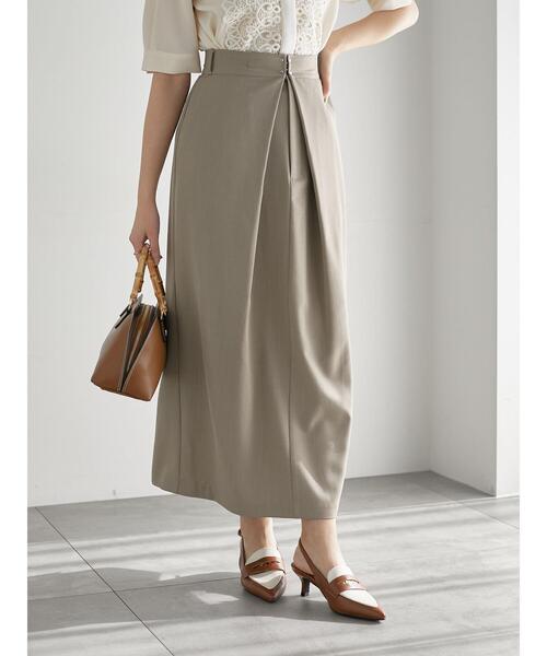 まろちゃ Te chichi スカート 麻調フロントホックタックナロースカート