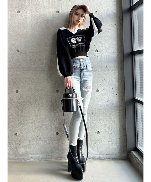 GYDA ジーンズ デニム デニムパンツ ハイウエストバッククロス