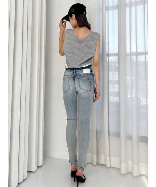 GYDA タグ付き ハイウエスト バッククロススキニーパンツ M ライトブルー セール】BACKクロス スキニーデニムパンツ（デニムパンツ