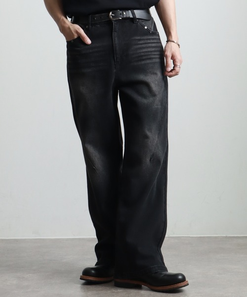 ワイドパンツ ジーンズ STUDS FLARE PANTS メンズ レディース