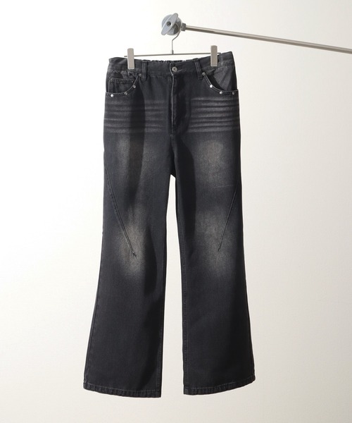ワイドパンツ ジーンズ STUDS FLARE PANTS メンズ レディース