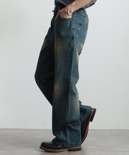 ワイドパンツ ジーンズ STUDS FLARE PANTS メンズ レディース