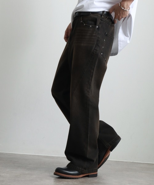 デニム/ジーンズ STUDS FLARE DENIM PANTS ワイドパンツ ジーンズ STUDS FLARE PANTS メンズ レディース