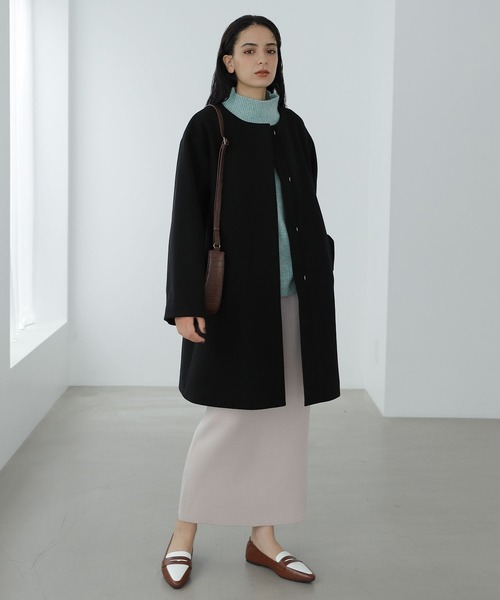 「LAKOLE」 ノーカラーコート MEDIUM アイボリー レディース_画像2