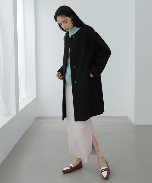 「LAKOLE」 ノーカラーコート MEDIUM アイボリー レディース_画像4