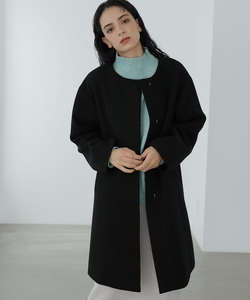 「LAKOLE」 ノーカラーコート MEDIUM アイボリー レディース_画像7