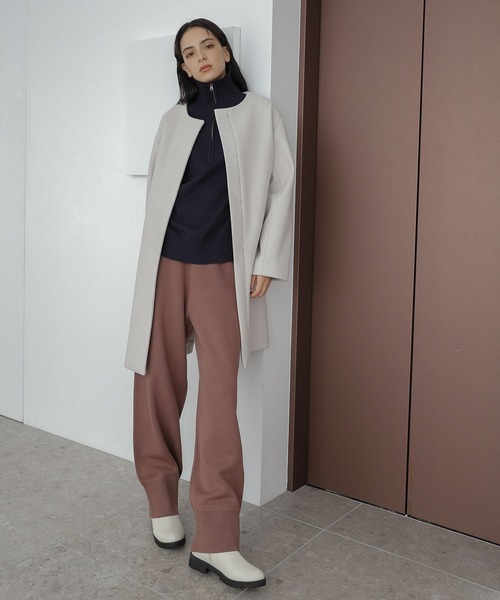 「LAKOLE」 ノーカラーコート MEDIUM アイボリー レディース_画像9