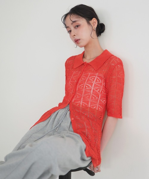 LIAN | メッシュポロニット LIAN ニット セーター メッシュポロニット レディース