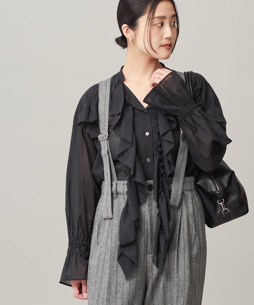 ブラウス シャツ 80ボイルフリルシャツ レディース