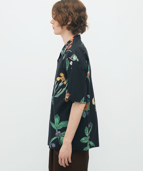 CABaN ブラウス シャツ コットン Green Showerプリント ハーフ