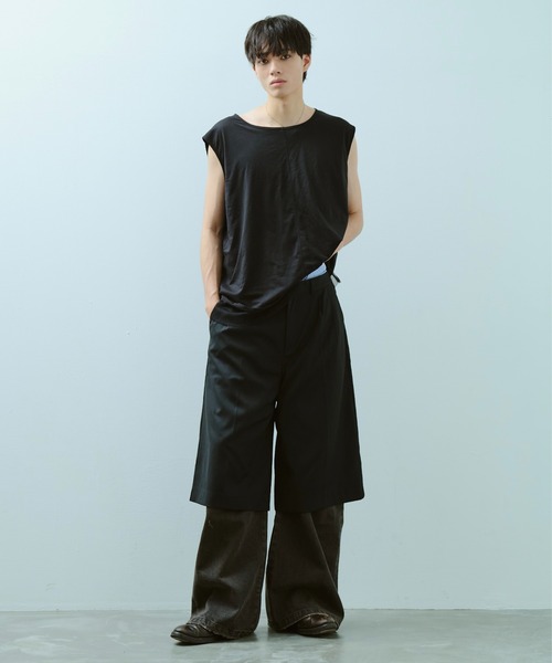 Camphor wood スラックス layered boxers wide slacks shorts